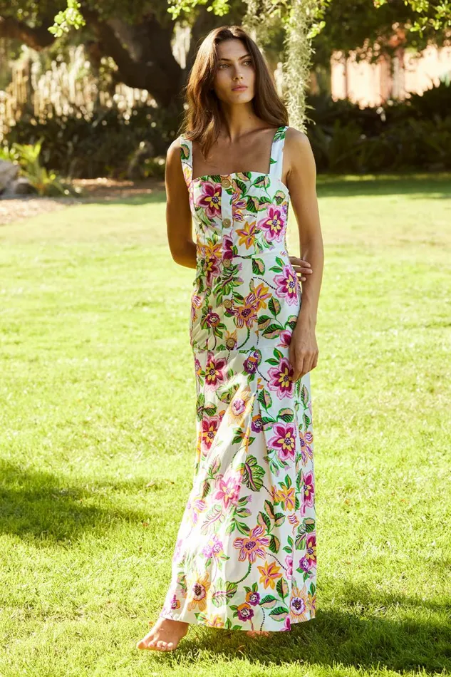 Women MISA Los Angeles Dresses SILVANA DRESS Flora Exotica Cotton Poplin