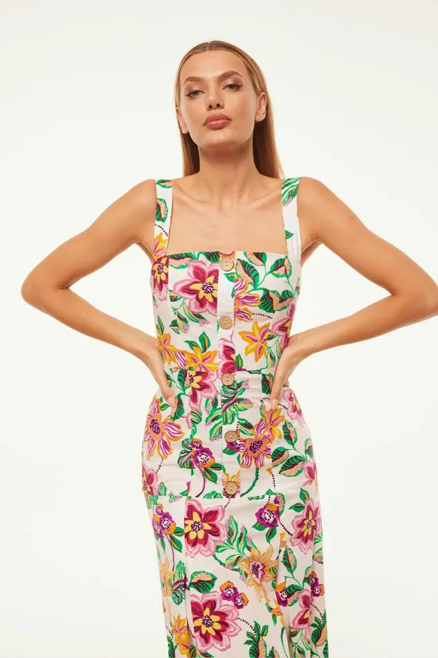 Women MISA Los Angeles Dresses SILVANA DRESS Flora Exotica Cotton Poplin