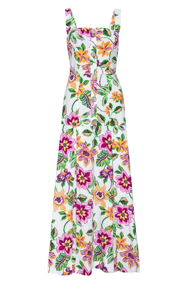 Women MISA Los Angeles Dresses SILVANA DRESS Flora Exotica Cotton Poplin