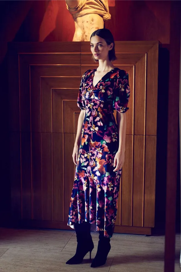Women MISA Los Angeles Dresses WALLIS DRESS Libra Fleur Velvet
