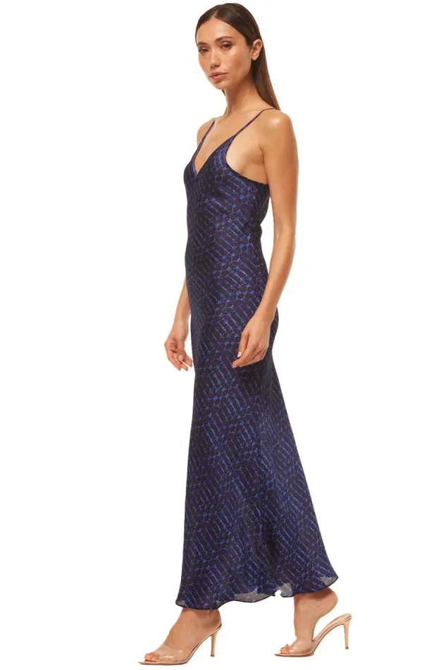 Women MISA Los Angeles Dresses ZIA DRESS Midnight Shibori