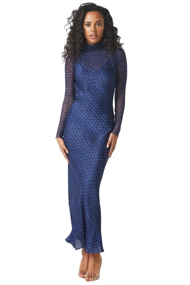 Women MISA Los Angeles Dresses ZIA DRESS Midnight Shibori
