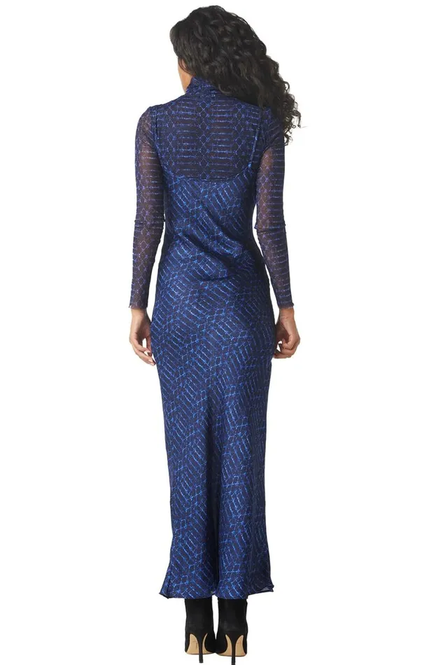 Women MISA Los Angeles Dresses ZIA DRESS Midnight Shibori