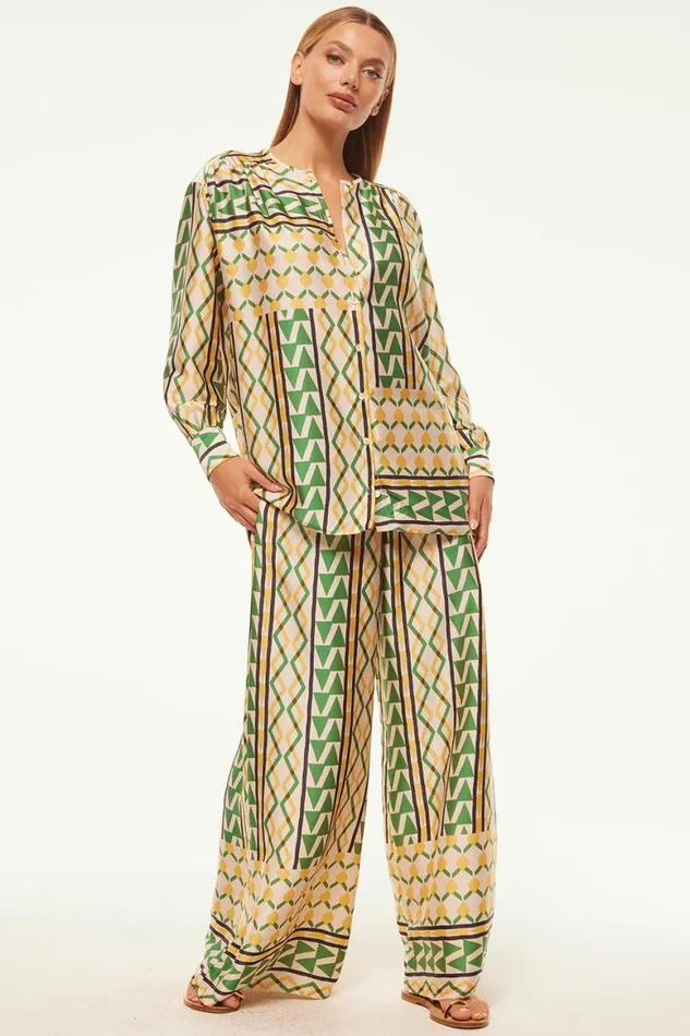 Women MISA Los Angeles Pants FILOMENA PANT Limoncello Geo Satin