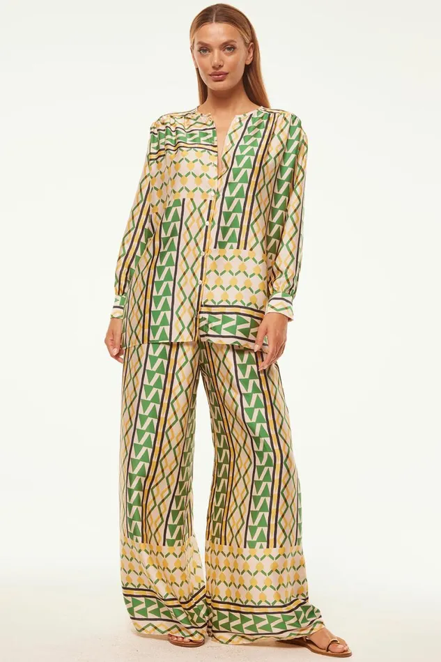 Women MISA Los Angeles Pants FILOMENA PANT Limoncello Geo Satin