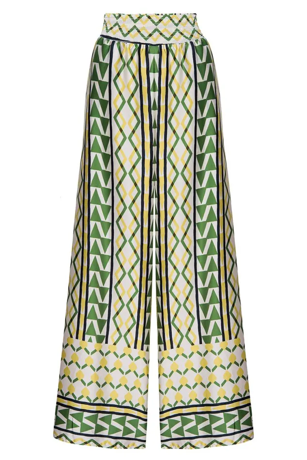 Women MISA Los Angeles Pants FILOMENA PANT Limoncello Geo Satin