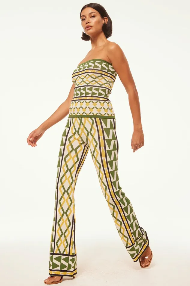 Women MISA Los Angeles Pants RIALTA PANT Limoncello Geo Jacquard