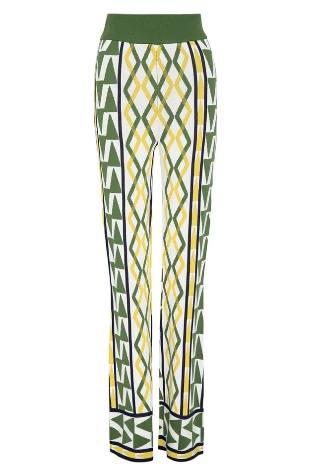 Women MISA Los Angeles Pants RIALTA PANT Limoncello Geo Jacquard