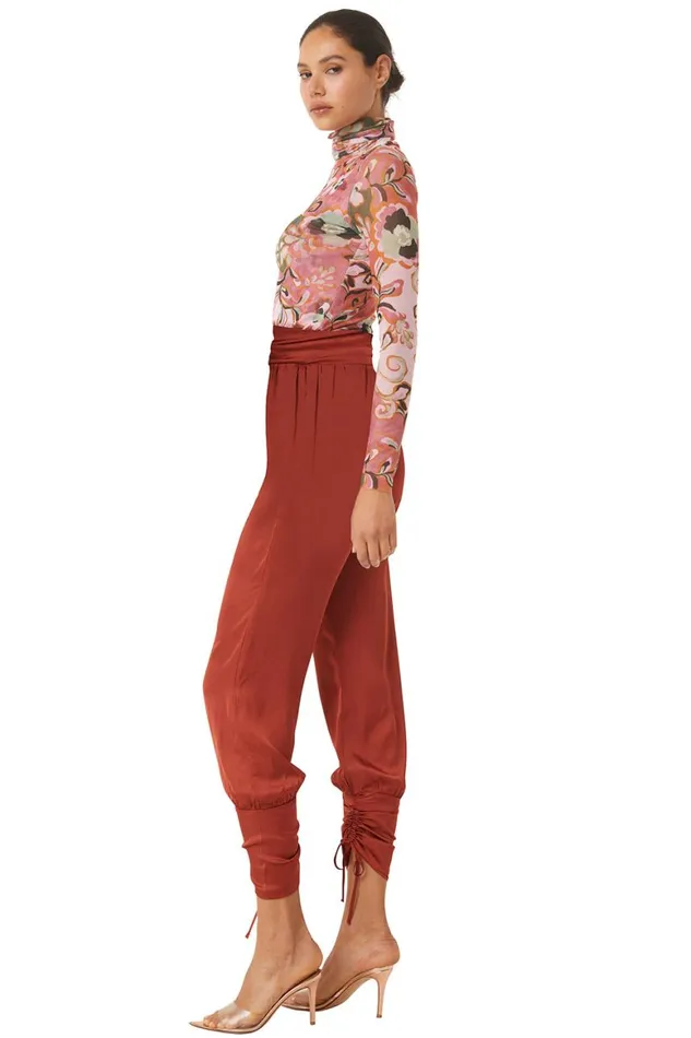 Women MISA Los Angeles Pants VEP PANT Burnt Orange Satin