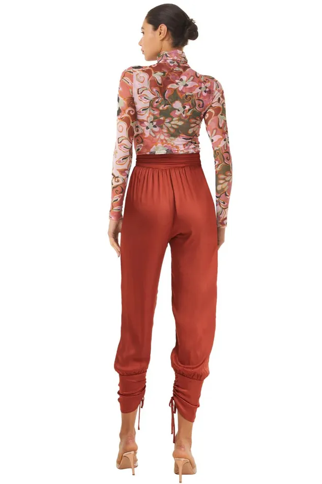 Women MISA Los Angeles Pants VEP PANT Burnt Orange Satin