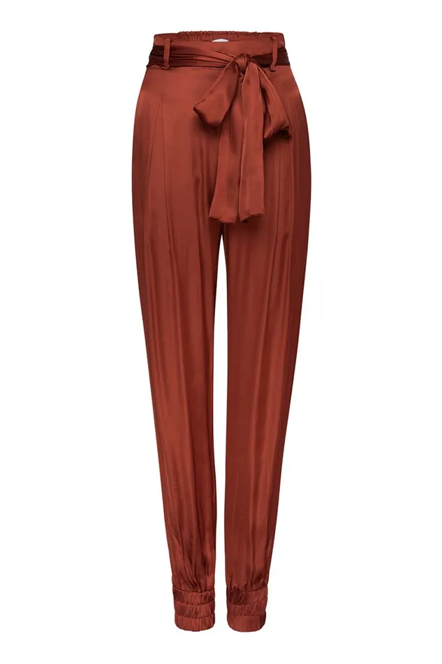 Women MISA Los Angeles Pants VEP PANT Burnt Orange Satin