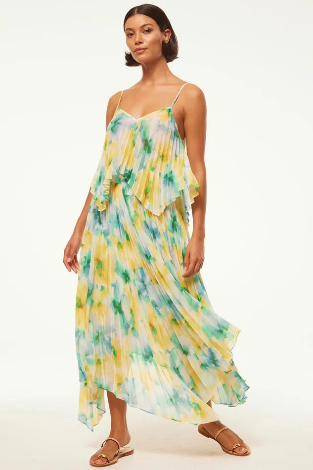 Women MISA Los Angeles Skirts and Shorts AVRA SKIRT Citron Watercolor