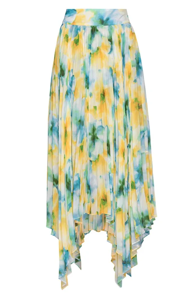 Women MISA Los Angeles Skirts and Shorts AVRA SKIRT Citron Watercolor