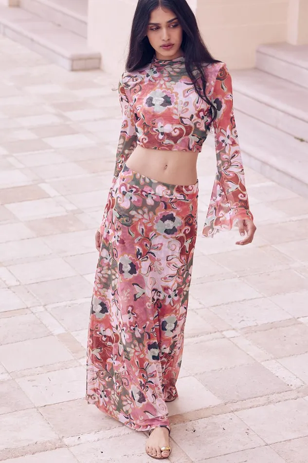 Women MISA Los Angeles Skirts and Shorts EKAT SKIRT Resort Batik Mesh