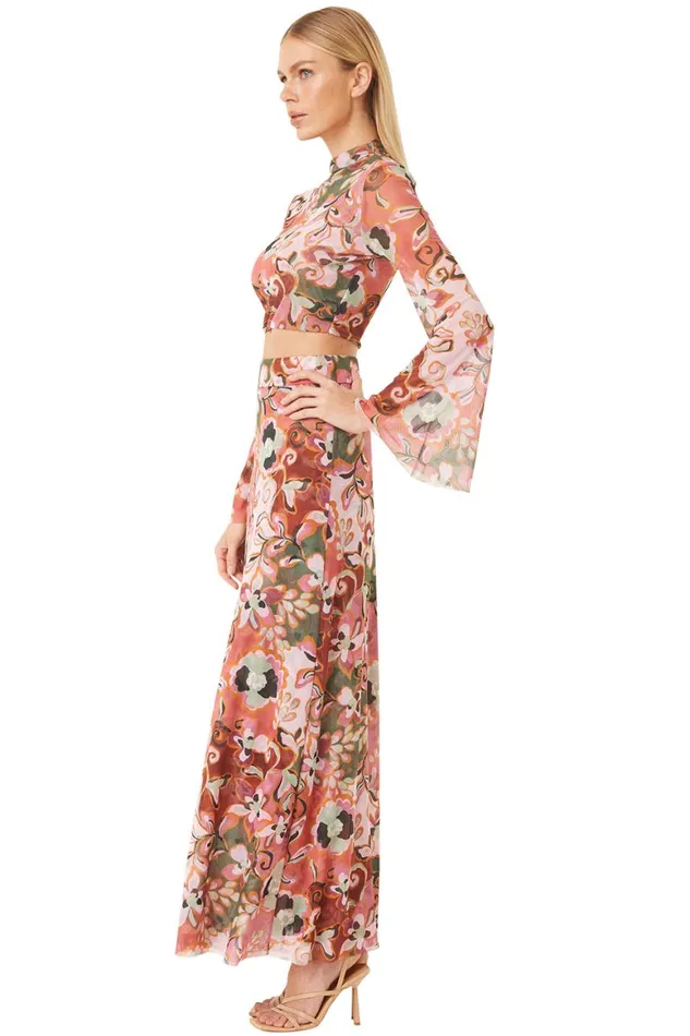 Women MISA Los Angeles Skirts and Shorts EKAT SKIRT Resort Batik Mesh