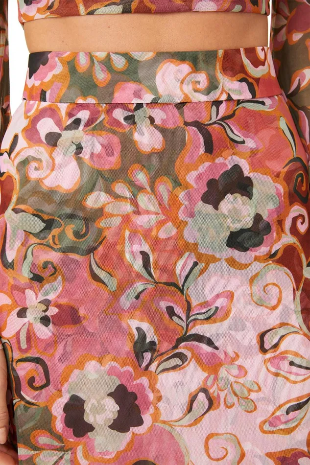 Women MISA Los Angeles Skirts and Shorts EKAT SKIRT Resort Batik Mesh