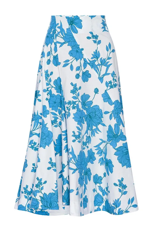 Women MISA Los Angeles Skirts and Shorts EMMA SKIRT Turquoise Flora Poplin