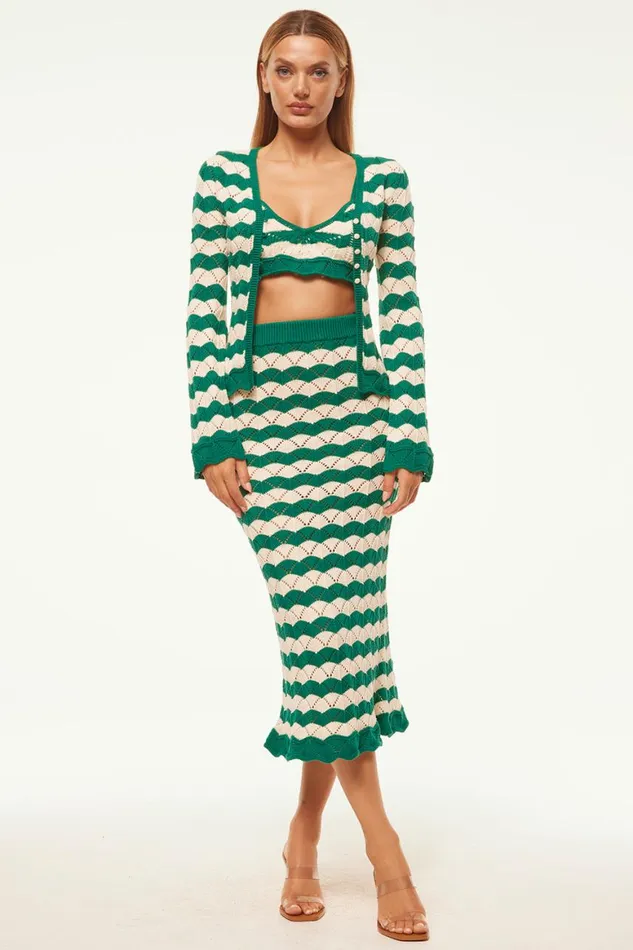 Women MISA Los Angeles Skirts and Shorts MELINA SKIRT Emerald Stripe