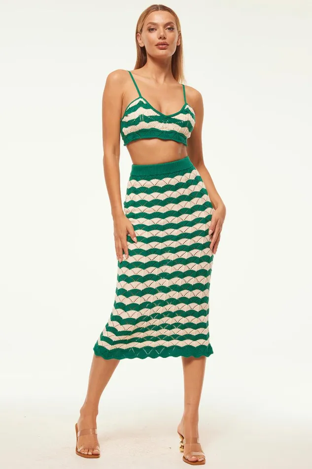 Women MISA Los Angeles Skirts and Shorts MELINA SKIRT Emerald Stripe