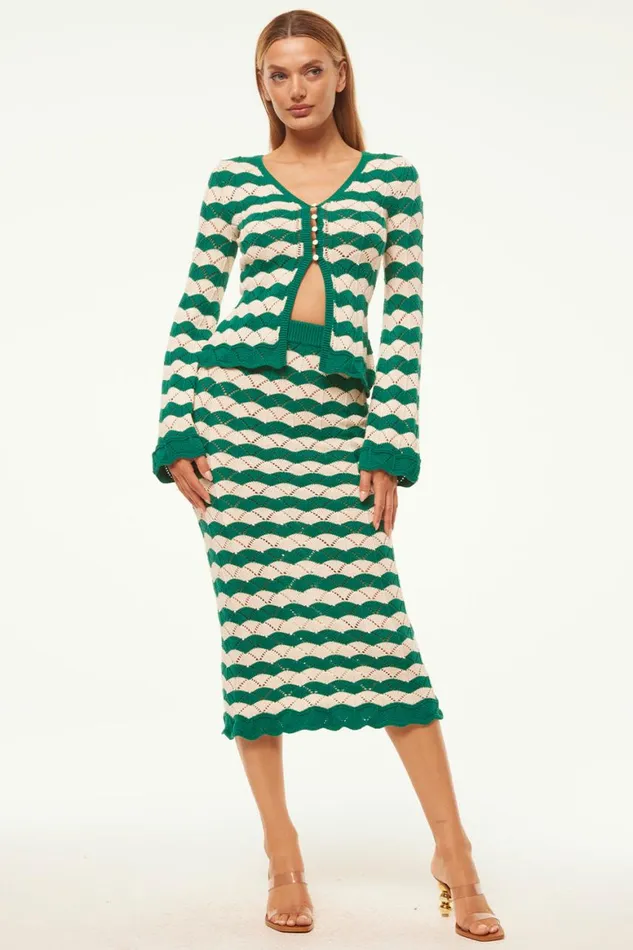 Women MISA Los Angeles Skirts and Shorts MELINA SKIRT Emerald Stripe