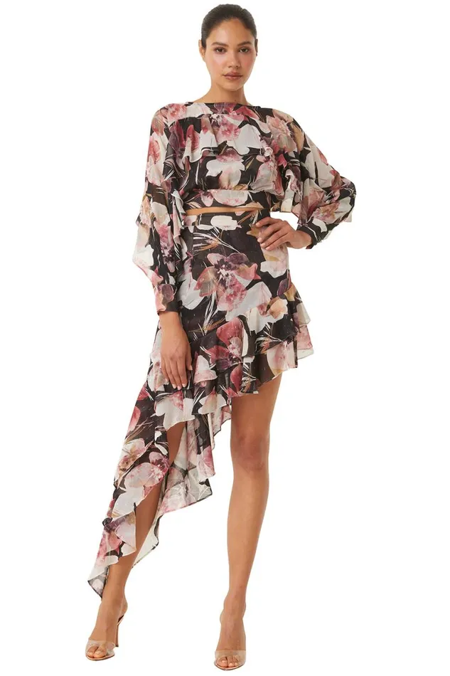 Women MISA Los Angeles Skirts and Shorts SKY SKIRT Flora Tropical Black