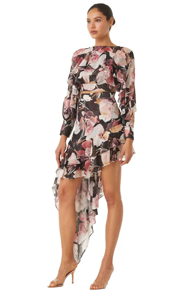Women MISA Los Angeles Skirts and Shorts SKY SKIRT Flora Tropical Black