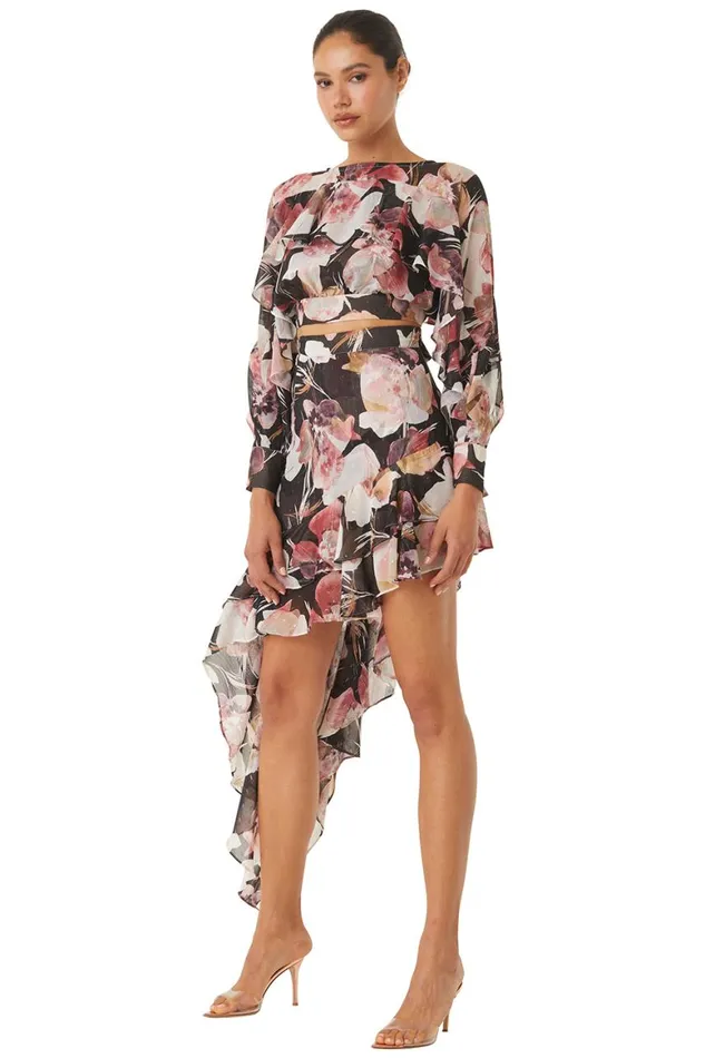 Women MISA Los Angeles Skirts and Shorts SKY SKIRT Flora Tropical Black