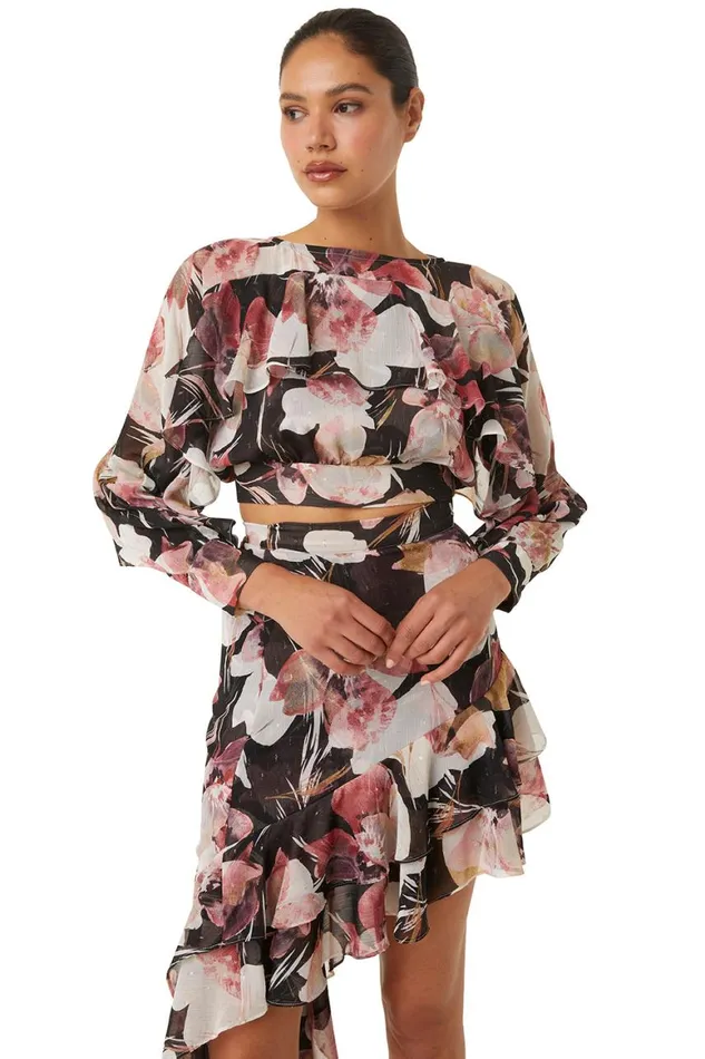 Women MISA Los Angeles Skirts and Shorts SKY SKIRT Flora Tropical Black
