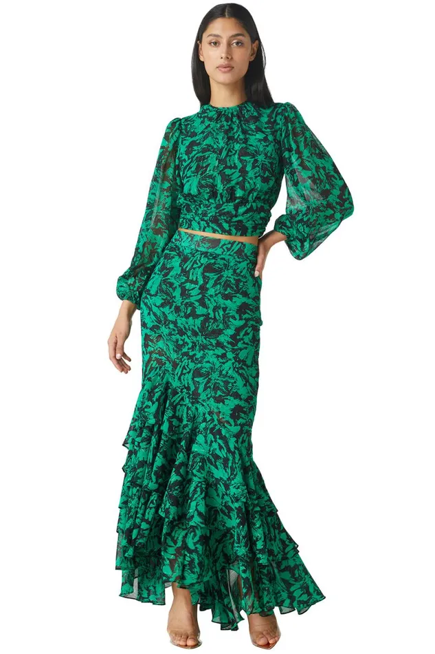 Women MISA Los Angeles Skirts and Shorts VERONIQUE SKIRT Emerald Abstract