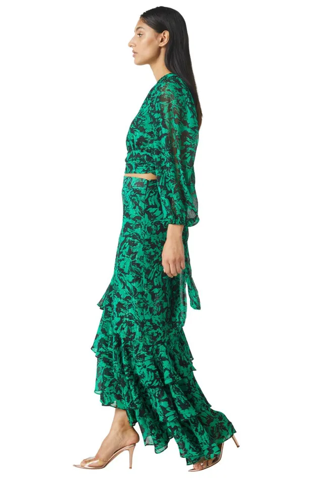 Women MISA Los Angeles Skirts and Shorts VERONIQUE SKIRT Emerald Abstract