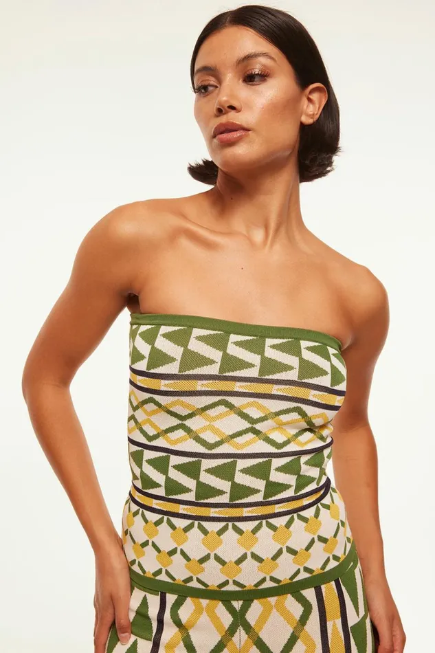 Women MISA Los Angeles Tops AIDA TOP Limoncello Geo Jacquard