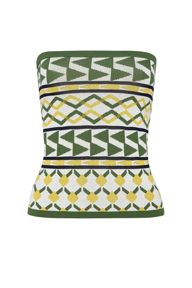 Women MISA Los Angeles Tops AIDA TOP Limoncello Geo Jacquard