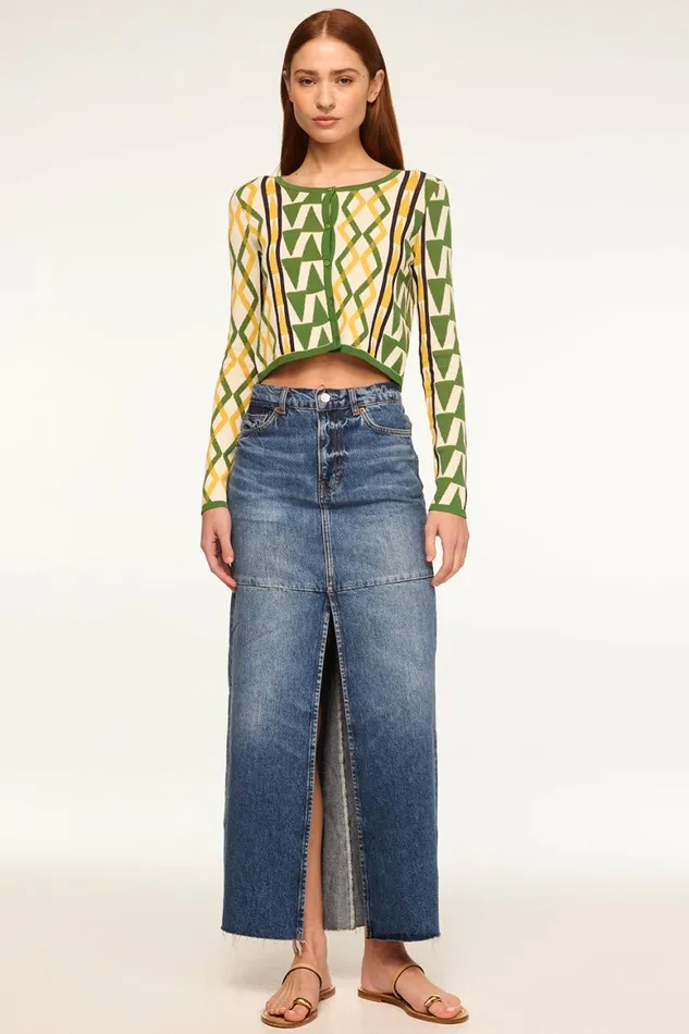 Women MISA Los Angeles Tops BATISTA CARDIGAN Limoncello Geo Jacquard