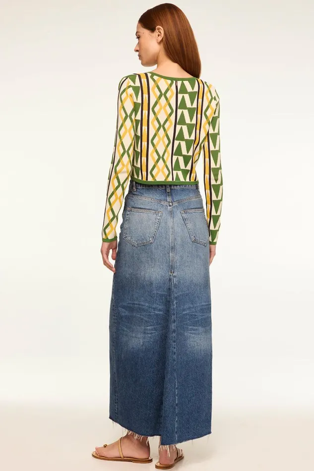 Women MISA Los Angeles Tops BATISTA CARDIGAN Limoncello Geo Jacquard