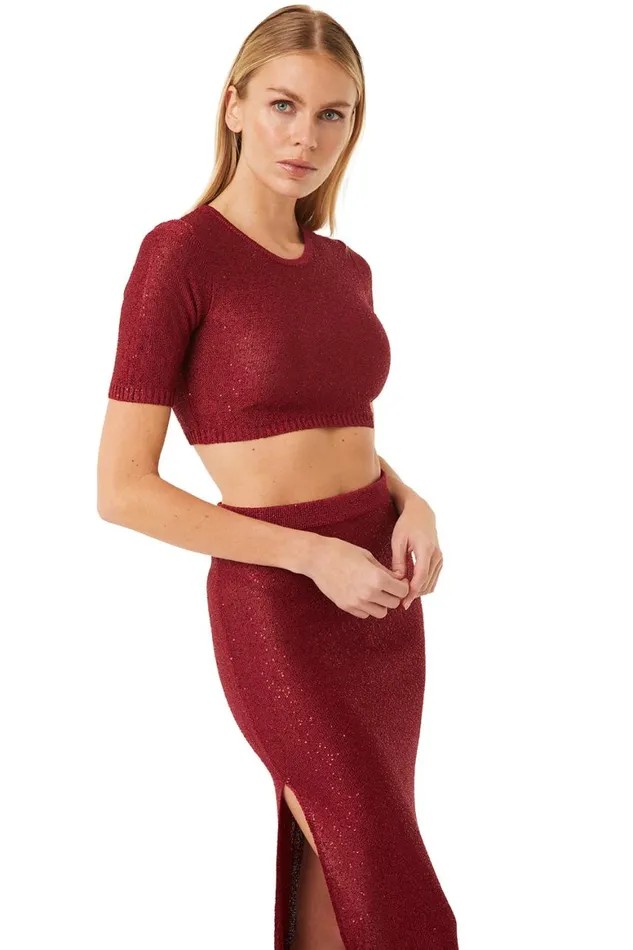 Women MISA Los Angeles Tops DARYA TOP Lipstick Red