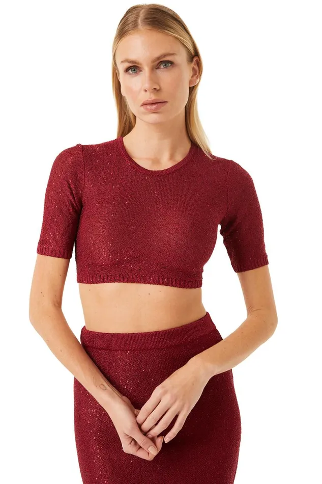 Women MISA Los Angeles Tops DARYA TOP Lipstick Red