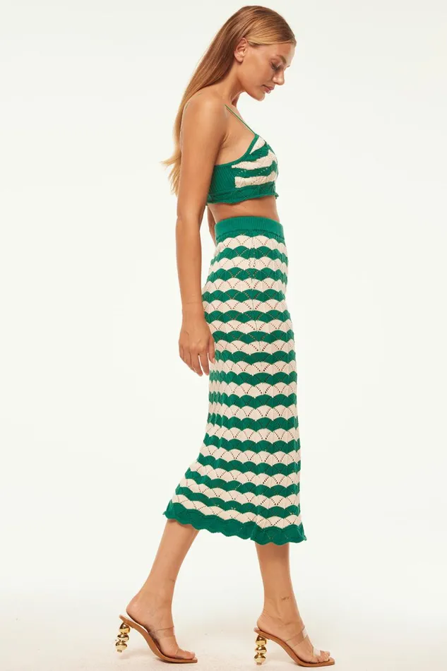 Women MISA Los Angeles Tops EIDA BRALETTE Emerald Stripe