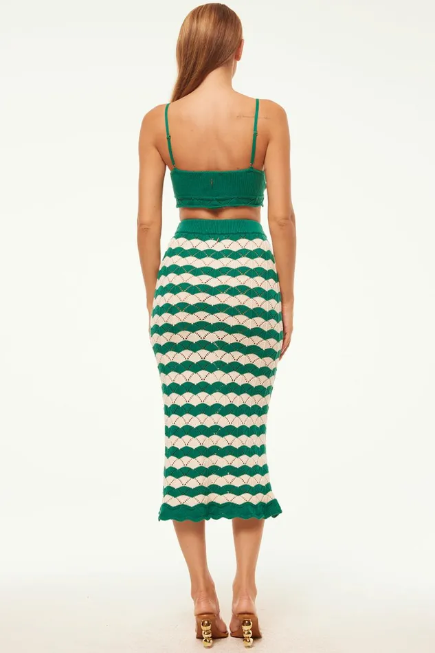 Women MISA Los Angeles Tops EIDA BRALETTE Emerald Stripe