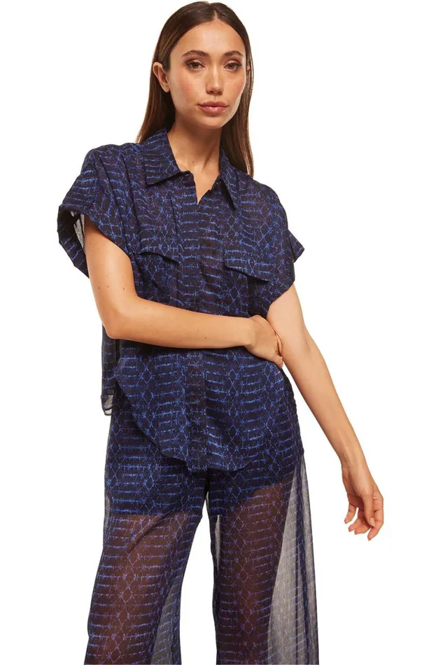 Women MISA Los Angeles Tops ERIN TOP Midnight Shibori