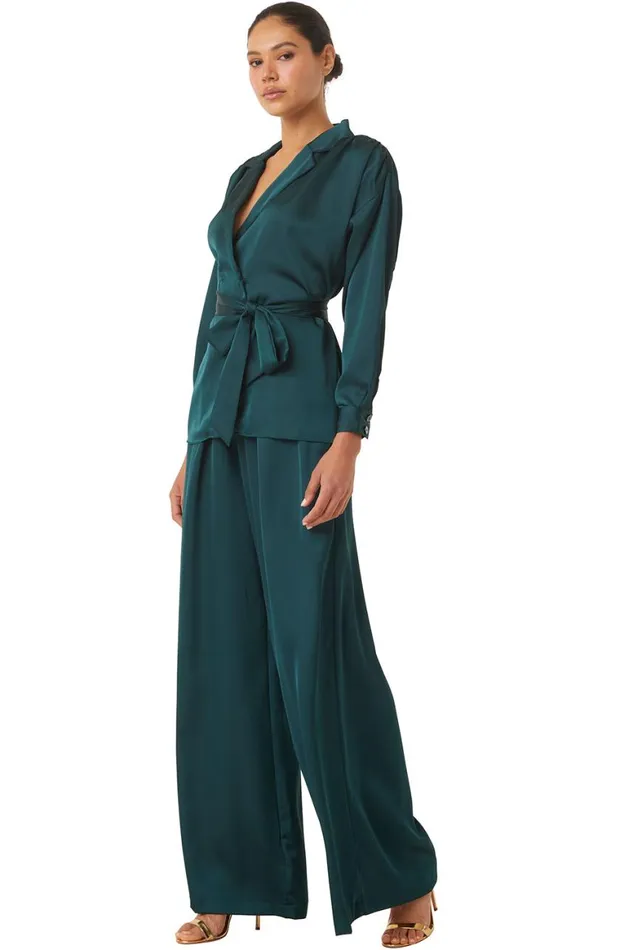 Women MISA Los Angeles Tops FARAH JACKET Emerald Satin
