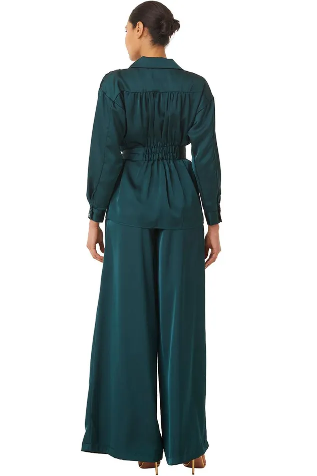 Women MISA Los Angeles Tops FARAH JACKET Emerald Satin