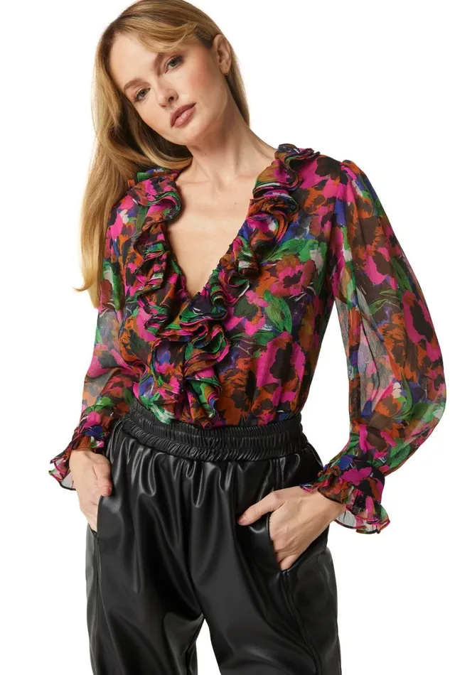 Women MISA Los Angeles Tops FLORENCE TOP Jewel Tone Flora