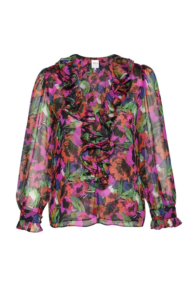 Women MISA Los Angeles Tops FLORENCE TOP Jewel Tone Flora
