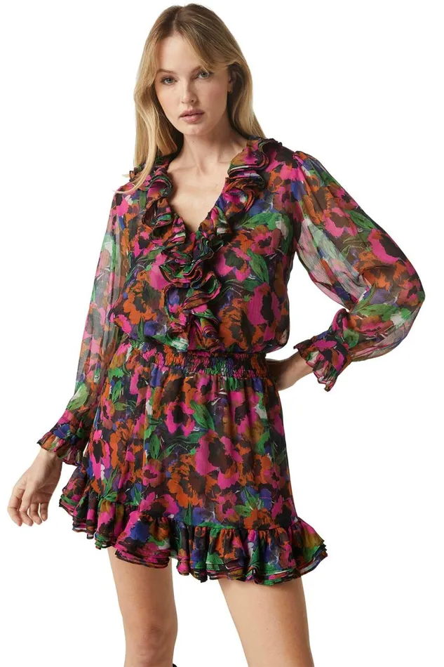 Women MISA Los Angeles Tops FLORENCE TOP Jewel Tone Flora