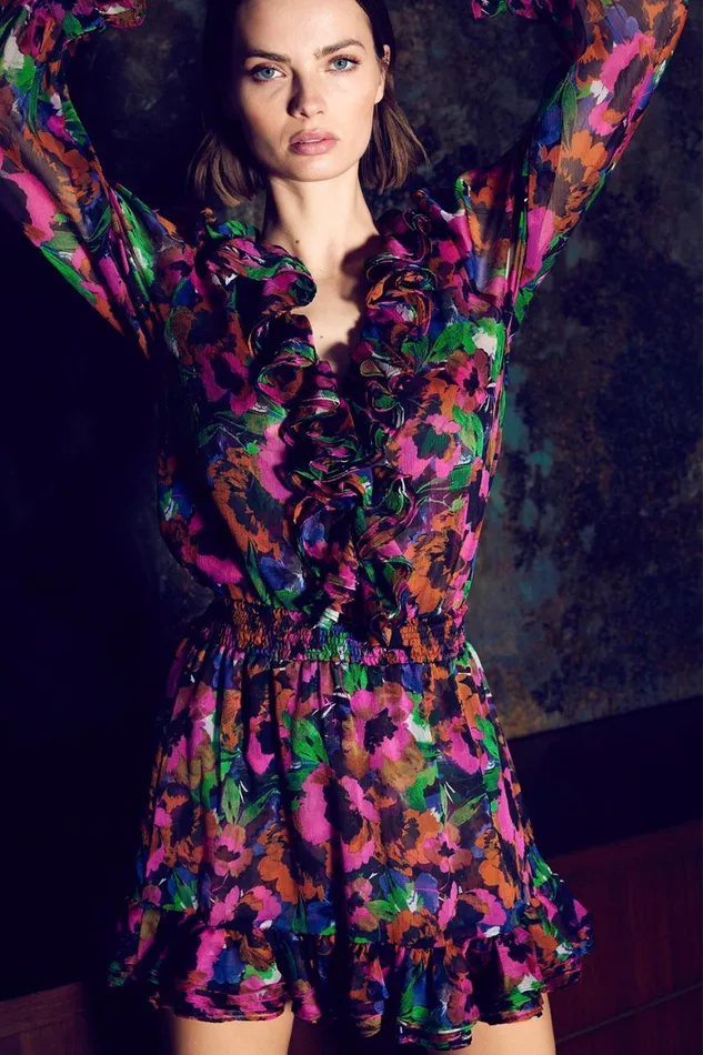 Women MISA Los Angeles Tops FLORENCE TOP Jewel Tone Flora