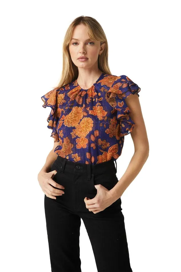 Women MISA Los Angeles Tops GALETA TOP Blue Marigold
