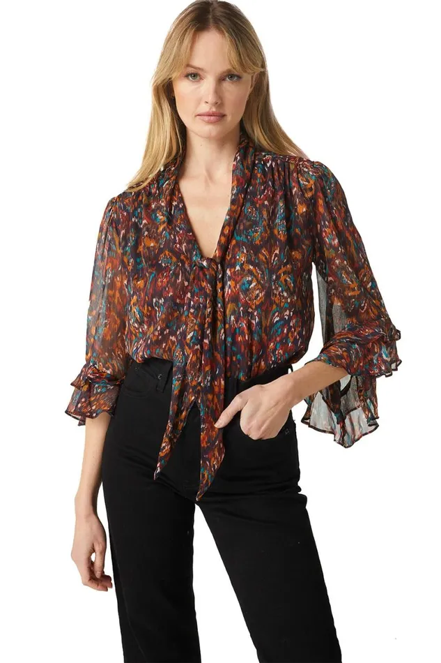 Women MISA Los Angeles Tops GIGI TOP Peacock Abstract