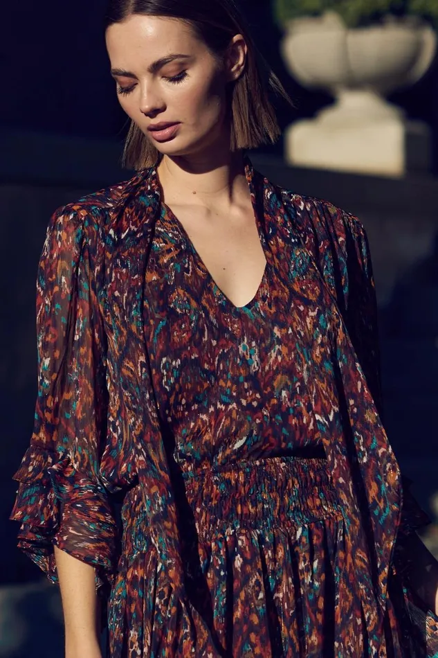Women MISA Los Angeles Tops GIGI TOP Peacock Abstract
