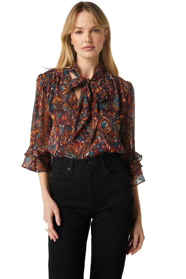Women MISA Los Angeles Tops GIGI TOP Peacock Abstract