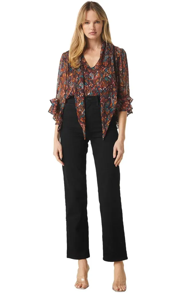 Women MISA Los Angeles Tops GIGI TOP Peacock Abstract